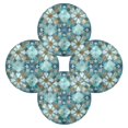 thumbnail image 2 of 15.4" Round Placemat Set of 4 Polyester Fabric Place Mats Non-Slip Dining Kitchen Table Mats for Kitchen Party Decor Intricate Blue Block Pattern, 2 of 5