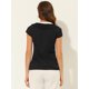 thumbnail image 3 of Allegra K Top Plisado De Oficina Con Cuello En V Y Manga Casquillo Para Mujer Negro M, 3 of 4