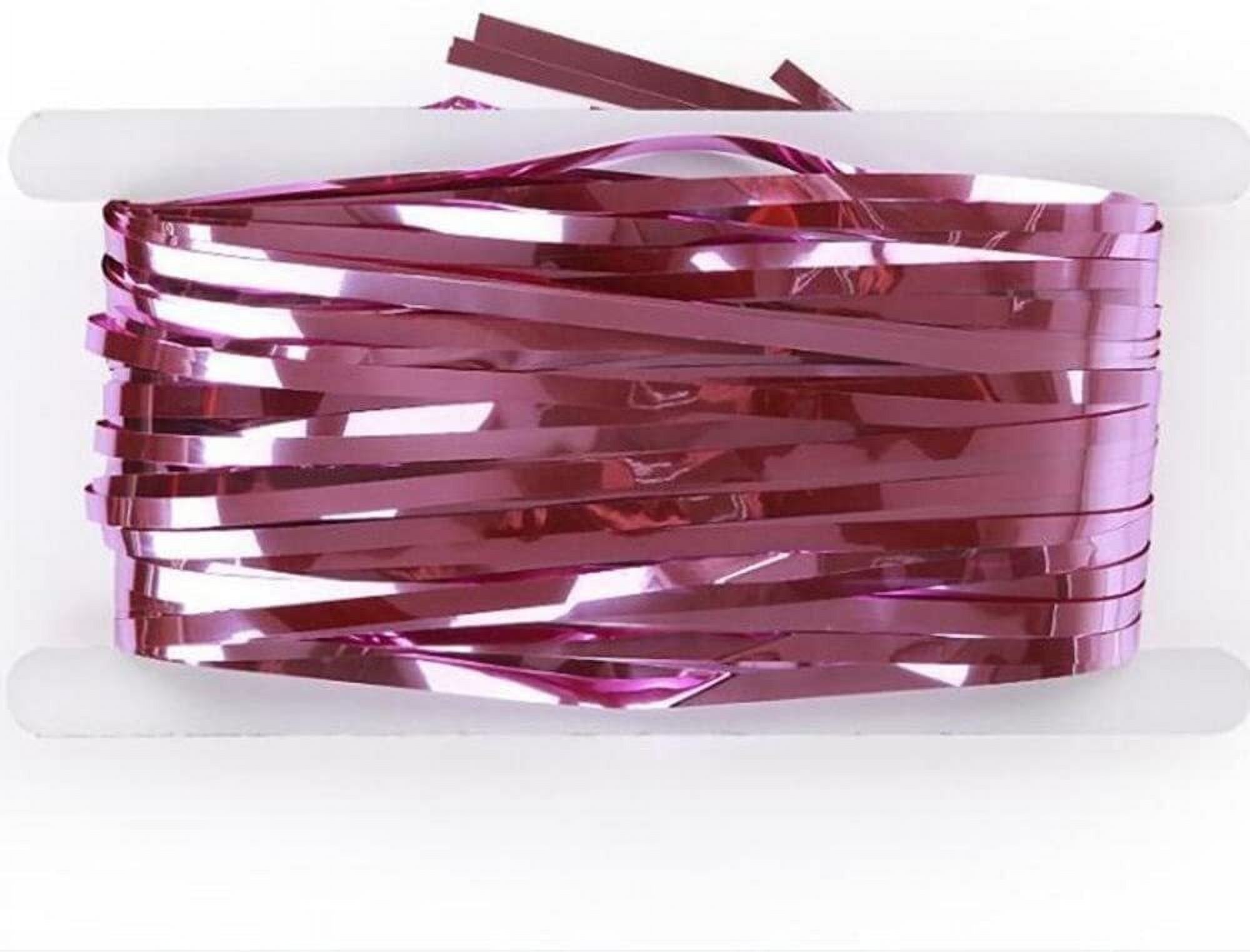 Wattne 3 Pack Metallic Tinsel Fringe Curtains Backdrop, Rose Pink photo 4