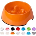 thumbnail image 1 of Comedero lento naranja para perros y gatos, cuenco antideslizante que fomenta una alimentación más pausada, cuenco interactivo de melamina para reducir la hinchazón., 1 of 5