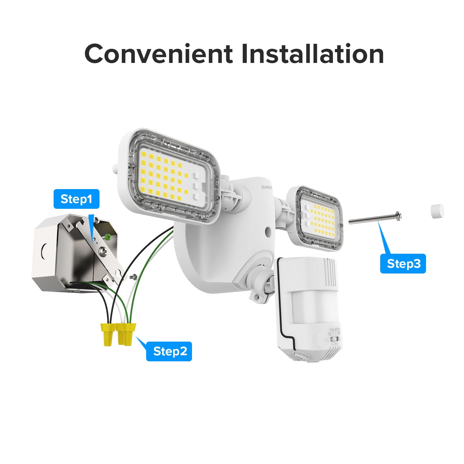SANSI LED Outdoor Security Floodlight, Motion Sensor, 10000 Lumens, 5000K, IP65 Waterproof, Dusk to Dawn Lighting