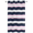 thumbnail image 2 of Outdoor Curtains for Patio Waterproof, Pink Navy Blue Striped Windproof Pravicy Outside Porch Blackout Curtain, Minimalist Abstract Lines Artwork Sun Blocking Grommets Curtains for Cabana 54"x84", 2 of 9