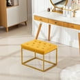thumbnail image 7 of Accent Upholstered Velvet Ottoman Bench Button Tufted Seat Footstool Coffee Table Foot Stool Vanity Stool with Metal Golden Leg for Living Room Bedroom Makeup Room, Musterd Yellow, 7 of 7