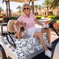 thumbnail image 3 of Golf Cart Seat Covers for 2 Seater,Blue Flower Microfiber Cart Seat Towel Blanket,Spring Leaf Vintage Farmhouse Boho Plant Absorbent Breathable Non Slip Bench Seats Protector for Golf Course 51"x31", 3 of 9