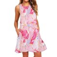 thumbnail image 2 of DailyTrove Women's Bold Floral Print Fit & Flare Dress, Sleeveless, Casual Beach & Garden Wear, Lightweight Rayon Blend, Solid Color Lining, 2 of 6