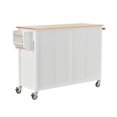 thumbnail image 4 of Kitchen Island Cart with 4 Door Cabinets and 2 Drawers, 54.3 Inch Rolling Storage Cart with Solid Wood Top and Locking Wheels Mobile Trolley Bar Serving Cart with Spice Rack & Towel Rack, White, 4 of 7