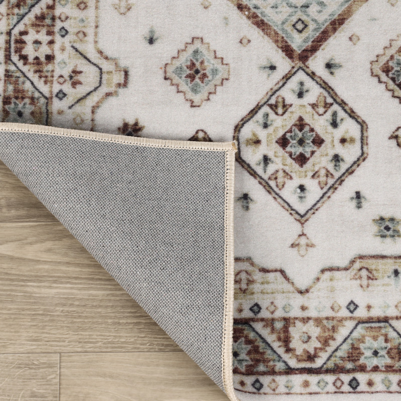 Superior Burj Ivory Medallion Washable Indoor Runner Rug, 2' 7" x 6', Ivory