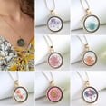 thumbnail image 3 of EOEMY Women Circle Dried Flowers Sliver Plated Bead Chain Pendant Necklace Jewelry New-2#Flower, 3 of 5