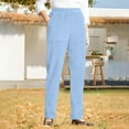 thumbnail image 2 of WULMLEO Ribbed Corduroy Pants Women Comfy Elastic High Waisted Straight Leg Pants with Pockets Pull On Work Trousers Slacks Light Blue 2XL, 2 of 6