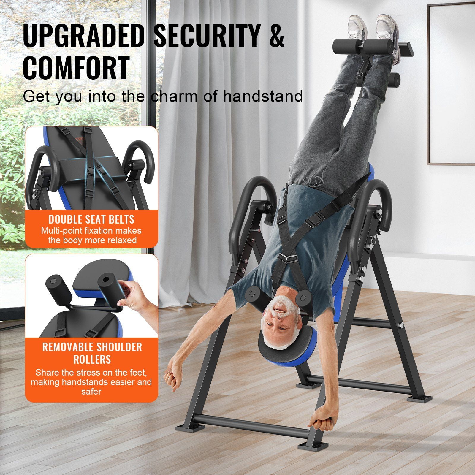 Adjustable Inversion Therapy Table - Foldable Hang Exercise Bench for Core Strength & Stretching