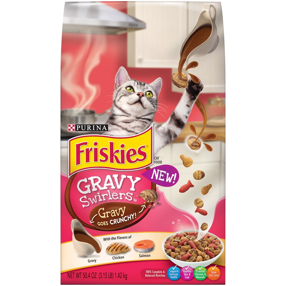 Friskies Dry Cat Food, Gravy Swirlers, 3.15 lb. Bag