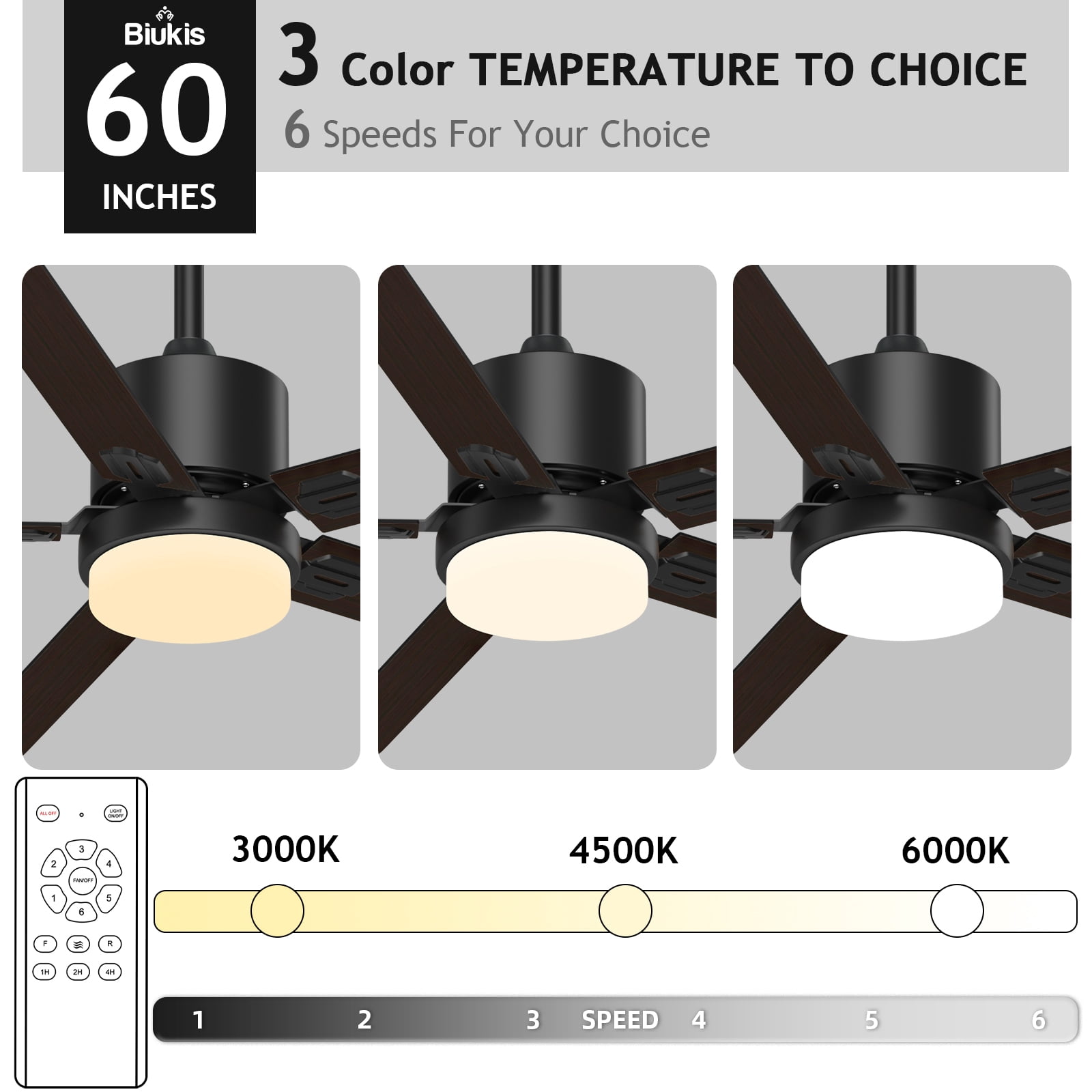 Skeven Ceiling Fans with Lights and Remote, 60 inch Outdoor Ceiling Fan with Remote, Modern with Lights for Patio Farmhouse Bedroom