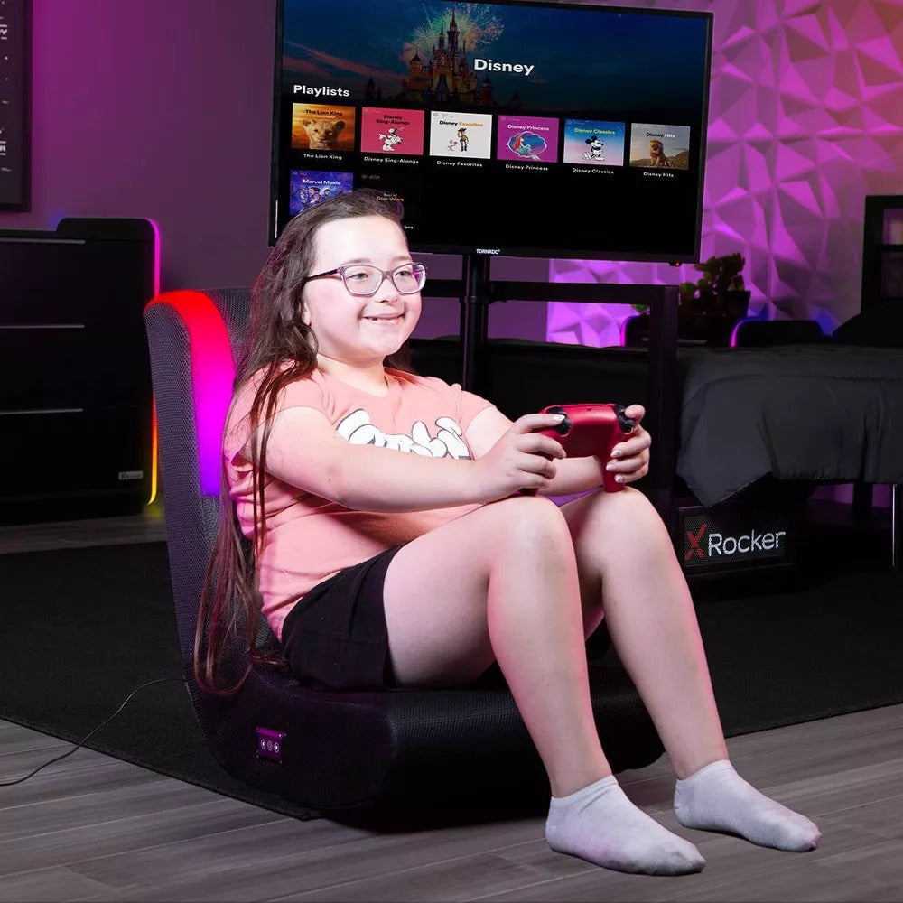 X Rocker Floor Rocker Gaming Chair with RGB Lighting, No Assembly