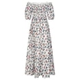 thumbnail image 4 of Femmes Bohème Robes Florales sur l'Épaule Flowy une Ligne Plage Partie Maxi Robe de Retour Robes, 4 of 7