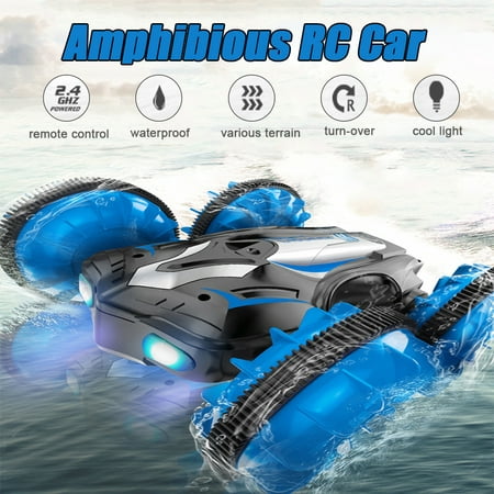 RC Car, Remote Control Toy Racing Car Amphibious 4WD 360° Rotate Drift Various Terrain Sport Electric Stunt LED Light