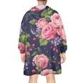thumbnail image 2 of Wearable Oversized Blanket,Pioneer Flower Floral Print Pattern Wearable Blanket Hoodie for Adults,Cozy Hooded Blankets with Super Pockets,Super Warm Fuzzy Pullover for Women & Men, 2 of 6
