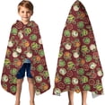 thumbnail image 3 of Red Christmas Ornament Pattern Hooded Bath Towel，60"x35" for Ages 3 To 12 Kids, Quick Dry Lightweight Soft Microfiber Hood Beach Towel Cover Up for Kids, 3 of 7