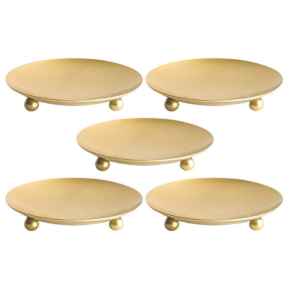 FRCOLOR  5 Pcs Iron Candle Holder Plate Centerpiece Ceremony Retro Decor Golden