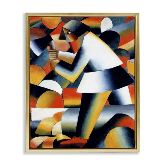 Stupell Industries Mid-Century Farmer Kazimir Melevih Classic Abstract Gold Floating Frame Canvas Art, 17 x 21, by one1000paintings