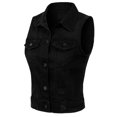 thumbnail image 3 of Made by Olivia Women's Sleeveless Button up Jean Denim Jacket Vest Distressed Black 2XL, 3 of 5