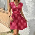 thumbnail image 2 of Tnhcen Women's Summer Deep V Neck Floral Print Waist Cinching Bodycon Mini Dress with Short Sleeve, 95% Polyester 5% Spandex Casual Dress Sizes S-2XL for Women, 2 of 6