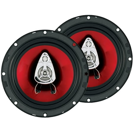 Boss 6.5 Inch 300 Watt 3-Way Car Coaxial Audio Red Stereo Speakers CH6530