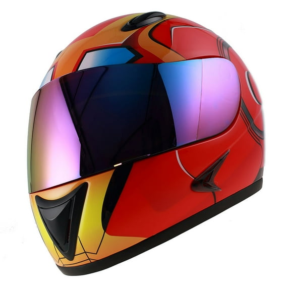 1Storm Motorcycle Street Bike BMX MX Youth Kids Full Face Helmet HG316 Iron Man Red