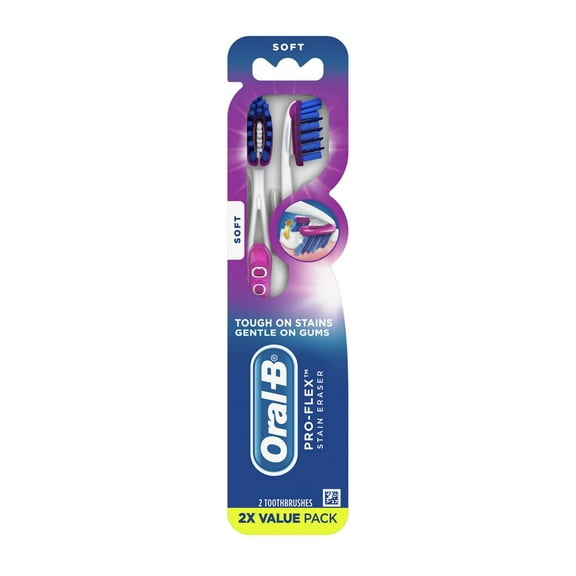 Oral-B Pro-Flex Stain Eraser Toothbrushes - Soft - 2 ct