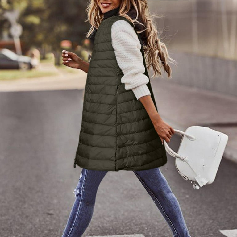 Yoodem Vests for Women 2023 Sweater Vest Women Women's Down Vest Long  Winter Thin and Light Down Coat Down Coat Slim Gilet Quilted Jacket Outdoor  Winter Vest with Pockets Fall Outfits A S 