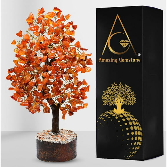 Carnelian Crystal Tree - Healing Crystal Bonsai Tree Room Decor Office Desk Decor