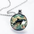 thumbnail image 2 of Whale Glass Design Circular Pendant Necklace - Womens Necklaces, 2 of 5