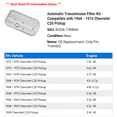 thumbnail image 2 of Automatic Transmission Filter Kit - Compatible with 1968 - 1974 Chevy C20 Pickup 1969 1970 1971 1972 1973, 2 of 2