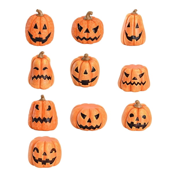 10 piezas de decoraciones de calabaza de Halloween, adornos de escritorio, suministros para fiestas, figuras de calabaza de regalo para jardín, hogar, Naranja Amarillo