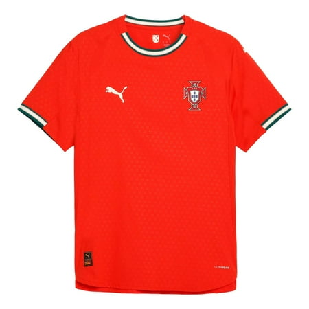 PUMA Mens Portugal '25 Home Authentic Crew Neck Short Sleeve Stadium Jersey Soccer Cleats - Red - Size L