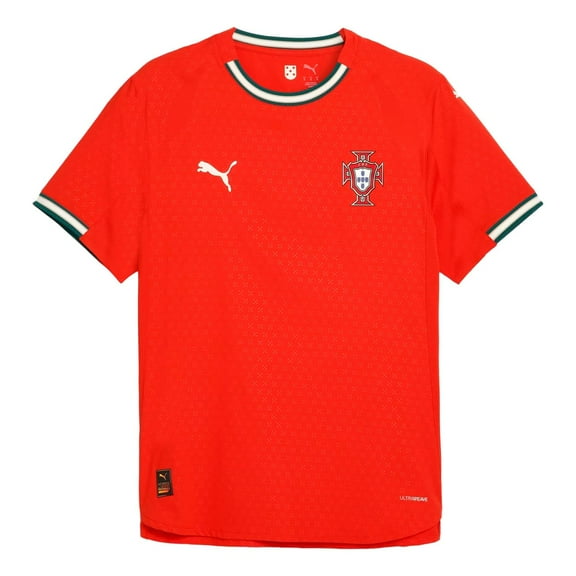 PUMA Mens Portugal '25 Home Authentic Crew Neck Short Sleeve Stadium Jersey Soccer Cleats - Red - Size XXL