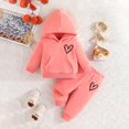 thumbnail image 2 of Odeerbi Infant Girls Fall Winter Outfits Cotton Sweatsuits Cute Tracksuit Fashion Casual Printed Long Sleeve Hoodies Sweatpants Set Infant Clothes Pink, 2 of 4