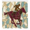thumbnail image 3 of Ambesonne Mosaic Shower Curtain, Stable Jockey Silhouette, 69"Wx70"L, Purple Pale Brown Teal, 3 of 5