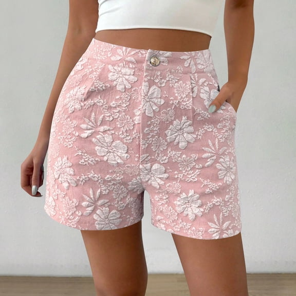 Blmnix Shorts Women Linen Shorts Chino Beach Shorts Shorts High Pink Cotton Shorts for Woman,XXL