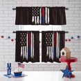 thumbnail image 3 of AbstractAmerican Flag Kitchen Curtains Valances 3 Piece Set, Patriot Black Symbol Rod Pocket Tier Curtain and Valance Drapes for Small Window 24 Inch Length for Bedroom Cafe, 3 of 9