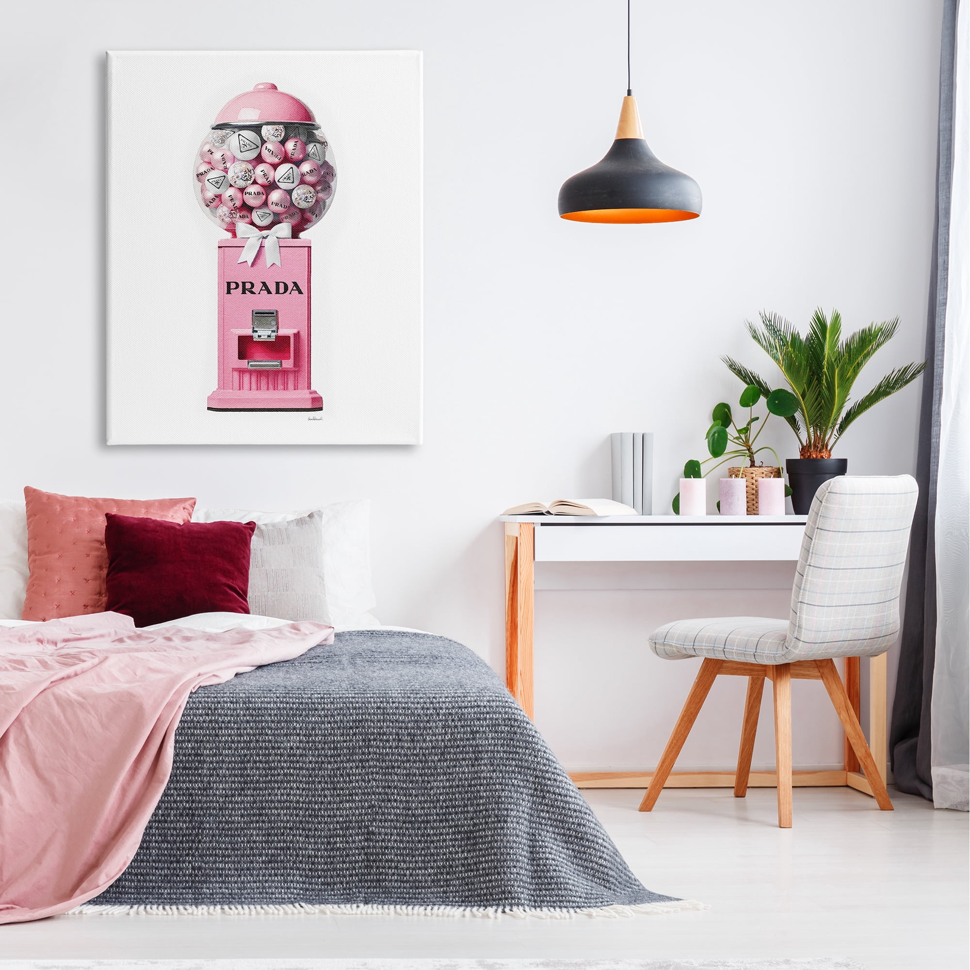 Stupell Industries Pink Glam Gumball Machine Beauty & Fashion Painting Gallery Wrapped Canvas Art Print Wall Art, 36 x 48