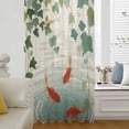 thumbnail image 6 of Japanese Carp Fish Sheer Curtains 54 Inches Long, Oriental Art Vintage Leaves Vines Koi Fish Light Filering Curtains, Breathable Simi Curtain Privacy Drapes for Kitchen Bathroom Window Treatment, 6 of 9