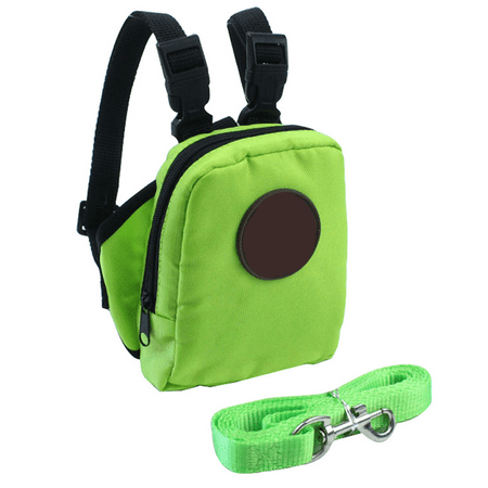 Pet Backpack Small Dog Self Mini Carrier Back Pack Pocket Saddle Bags Puppy Bag With Training Lead Leash - Green