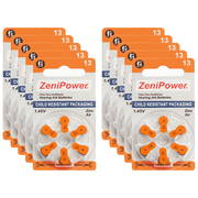 60 ZeniPower Hearing Aid Batteries Size: 13