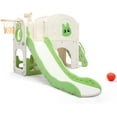 thumbnail image 3 of 8-in-1 Toddler Slide and Climber Playset, Kids Slide Playground with Stairs, Tunnel, Telescope, Storage, Basketball Hoop and Ball, Indoor Outdoor, 1-3 Years Old, Green, 3 of 8