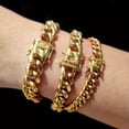 thumbnail image 2 of QQTDFG 8mm-18mm Fashion Women Mens Chain 316L Stainless Steel Miami Curb Link Bracelet-Gold-8mm wide-9 inch, 2 of 7