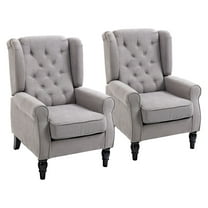Tufted Accent Chairs (Set of 2), Gray Wingback Chairs - Living Room, Bedroom - Rounded Armrests, Thick Padded Seat, 352 lbs Capacity
