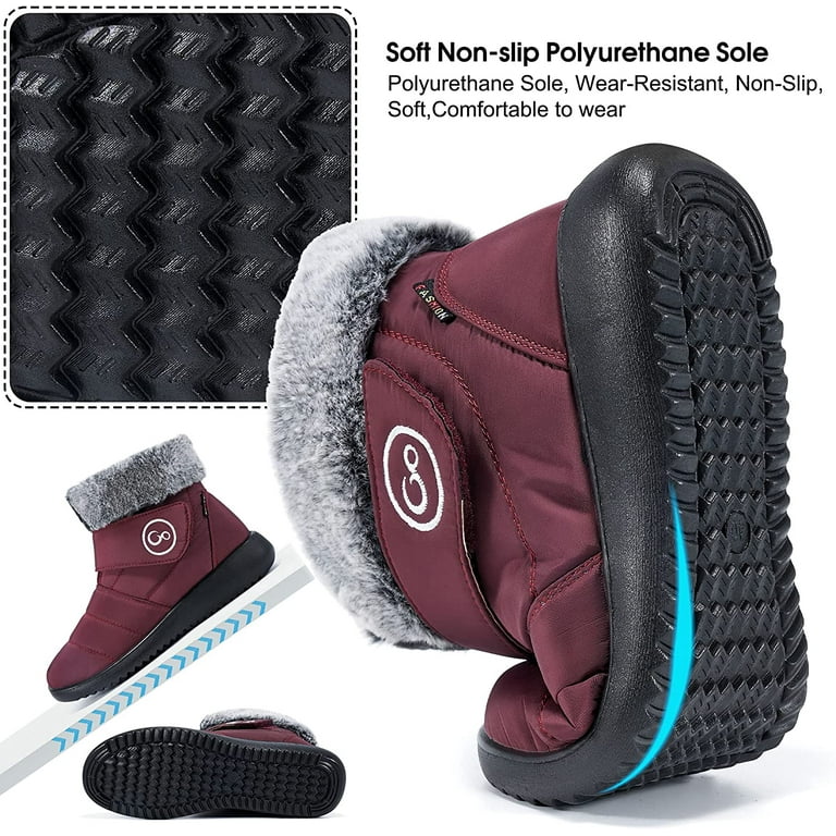 Women Snow Boots Winter Shoes with Fur Lined Warm Slip On Boots for Women Waterproof Booties Comfortable Outdoor Anti Slip Shoes Walmart