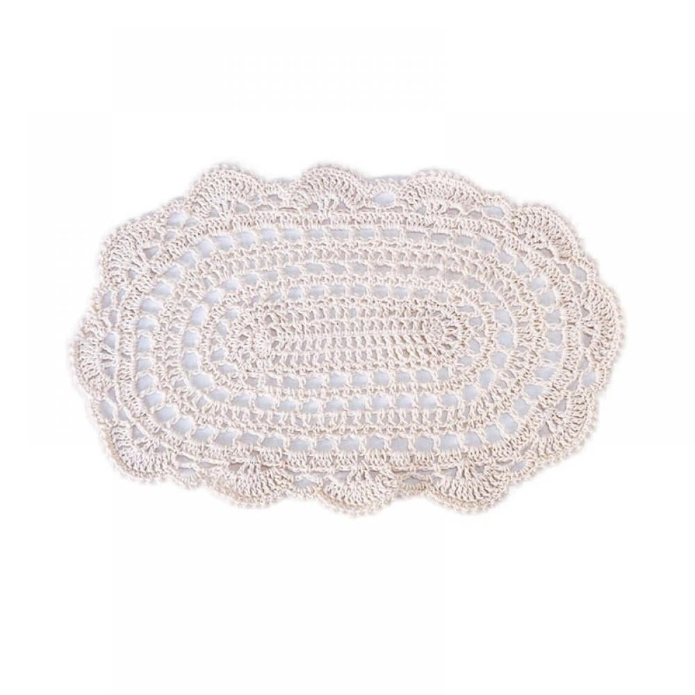 Dragonus Handmade Crochet Round Cotton Lace Table Placemats Doilies for Cup/Glass Value