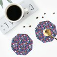 thumbnail image 5 of Pofeuu Skull Daisy Print Leather Coasters Set of 6, Round Cups Mugs Mat Pad for Home Kitchen Heat Resistant Drink Coasters,Octagon, 5 of 7