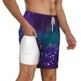 thumbnail image 3 of Gaeub Purple and Green Glitter Mens Swim Trunks Stretch Beach Shorts Quick Dry for Men Swim Shorts Swimwear with Pockets- Large, 3 of 9